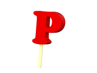 Red candy alphabet letter P