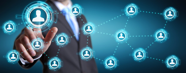 Businessman using modern social network
