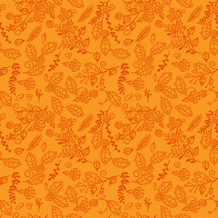 Fall, Autumn or Thanksgiving Vector Flower Pattern - Seamless and Tileable - 94751097