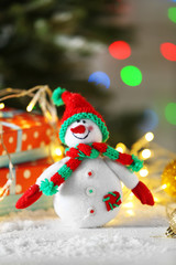 Cute snowman on Christmas background