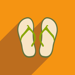 Flat with shadow icon and mobile application beach slippers