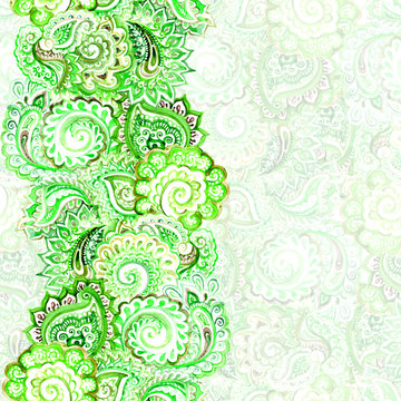 ornamental filigree pattern with damask repeated green ornament 