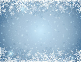 grey background with  frame of snowflakes,  vector