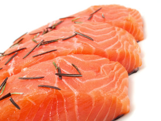 Raw salmon with rosemary
