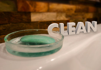 Clean 3d Word Soap Dish Bath Tup Wash Up