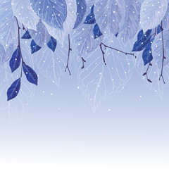 Leaves in the frost vector winter background