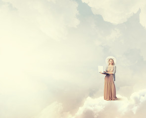 Vintage girl with laptop