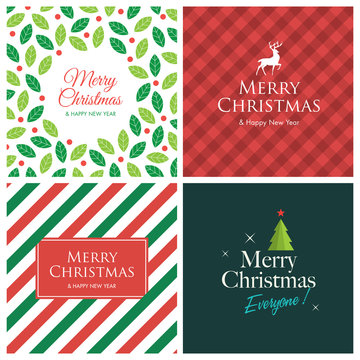 Four christmas cards. Editable vector design.