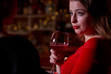 Woman drinking wine