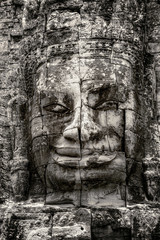 Stone Buddha in the ancient Khmer temple of Angkor Thom