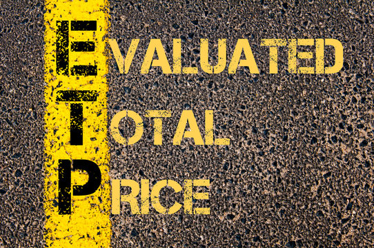 Business Acronym ETP as EVALUATED TOTAL PRICE