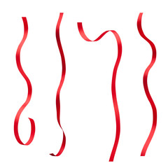 Set of Red Ribbon isolated on white with clipping path