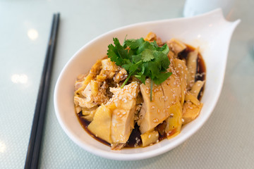 Steamed chicken with chili sauce