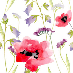 Watercolor flowers pattern. - 94763613