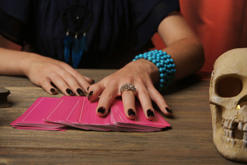 Witch - fortune teller reading fortune close up