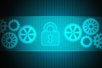Security concept: Lock on digital screen, contrast, 3d render