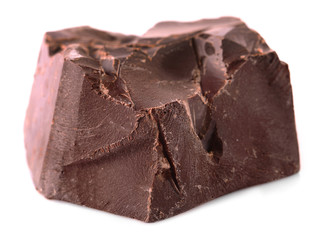 Black chocolate piece isolated on white