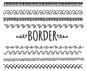 set of decorative hand drawn border