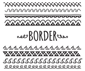 set of decorative hand drawn border