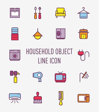 set of household object icon
