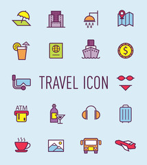 set of travel line icon