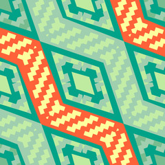 Materiał do szycia Turquoise green diagonal african geometric pattern