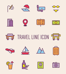 set of travel icon