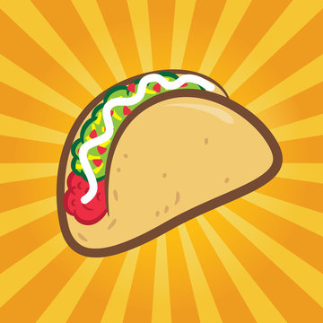 taco with yellow burst background