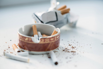 Cigarettes in the ashtray 