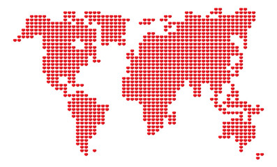 Fototapeta na wymiar vector sign red heart world map illustration
