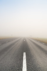 heavy fog on a road