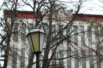 Retro brick building window