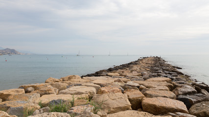 Pier of large stones