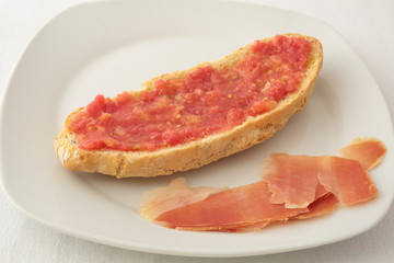 slice of bread with jamon serrano Spanish