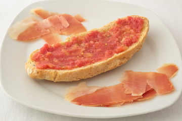 slice of bread with jamon serrano Spanish