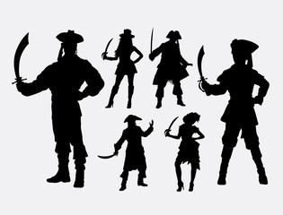 Pirates male and female silhouette. Good use for symbol, web icon, logo, game element, mascot, or any design you want. Easy to use.