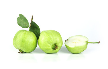 Fresh green Guava fruit  on white background