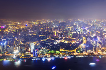 Naklejka premium shanghai lujiazui financial center aside the huangpu river.