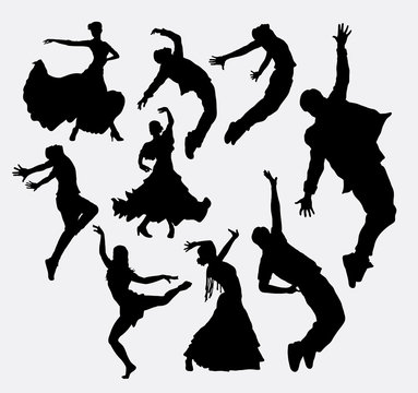 Cool dancer, male and female silhouette. Good use for symbol, web icon, logo, game element, mascot, or any design you want. Easy to use.