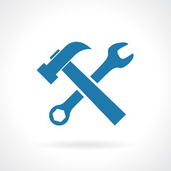Wrench and hammer work tools icon