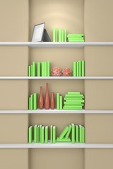 3d rendered modern bookshelf.