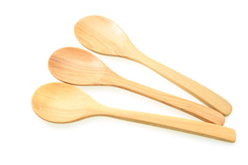 three wooden spoon isolated