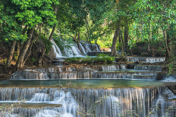 Fototapeta na wymiar Huay Mae Kamin waterfall. Located at the Kanchanaburi province, Thailand