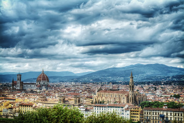 Fototapeta na wymiar Panorama of Florence on a cloudy day