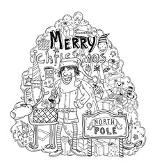 christmas tree doodle. vector illustration.