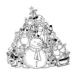 christmas tree doodle. vector illustration.