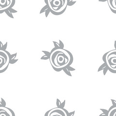 Floral abstract pattern with black roses and leaves. Vector seamless background