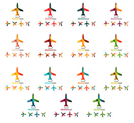 Set of color airplane logo icons