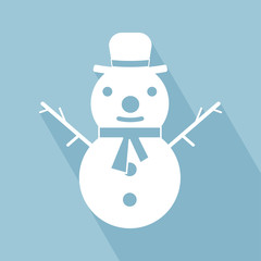 Snowman Icon. Vector illustration. Elements for design. Snowman Icon on blue background. Concept flat style design illustration icon. All in a single layer.