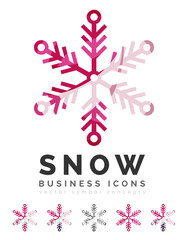 Fototapeta na wymiar Set of abstract colorful snowflake logo icons, winter concepts, clean modern geometric design